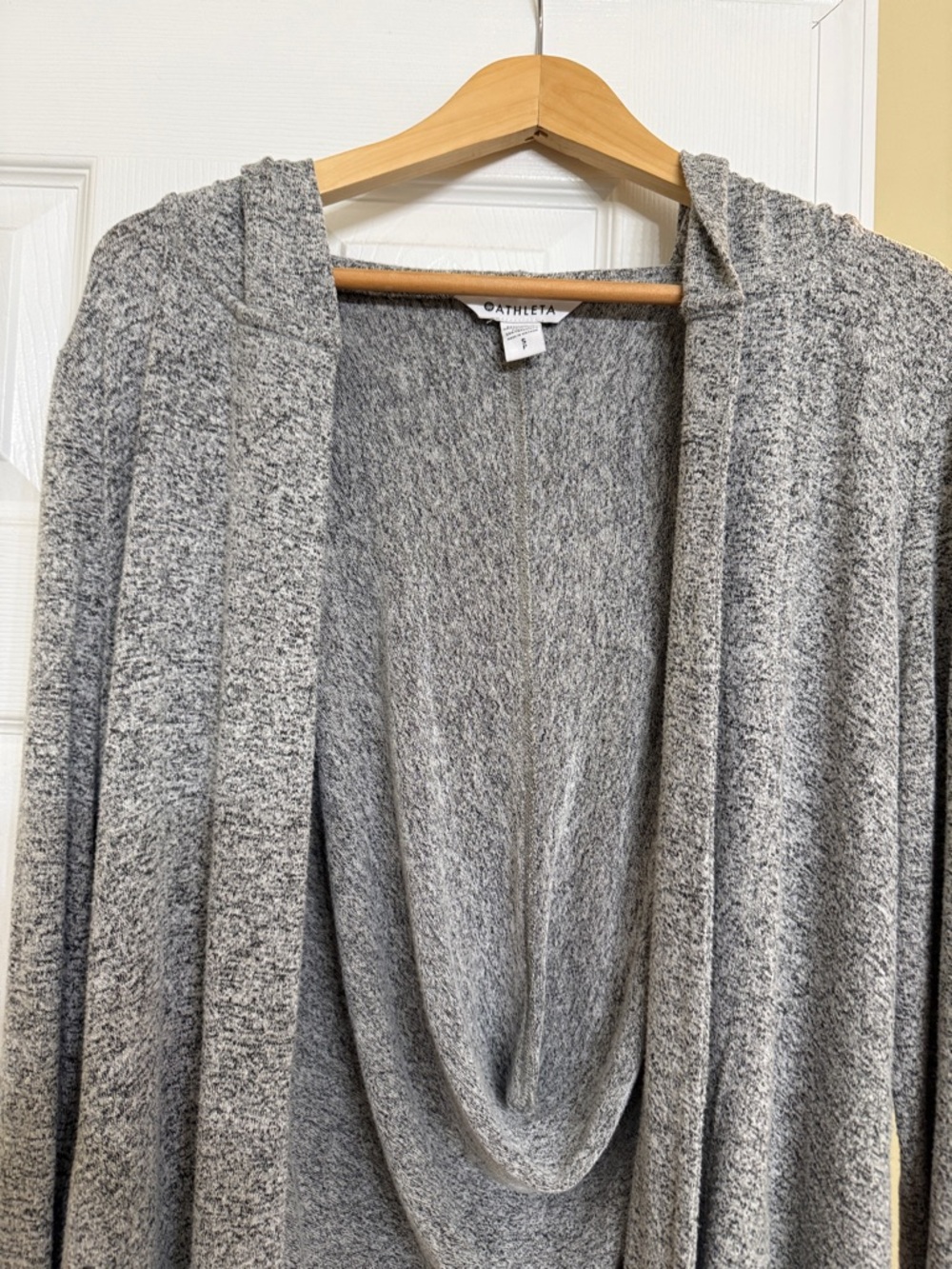 Athleta Heather Gray Hooded Open-Front Cardigan